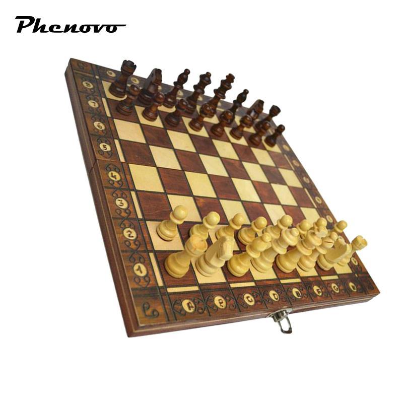 Cờ Vua 3 Trong 1 Cờ Vua Backgammon Gấp Du Lịch Bộ Trò Chơi Bằng Gỗ Từ 11x11 "