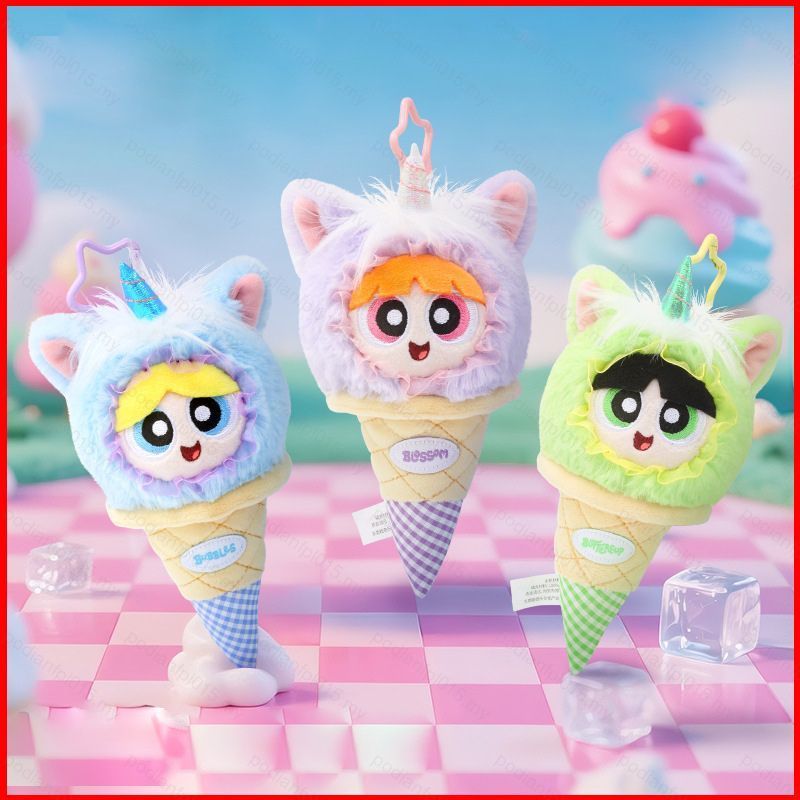 PF The Powerpuff Girls Buttercup Blossom Bubbles Plushie Dễ Thương Kỳ Lân Kem Sang Trọng Túi Charm