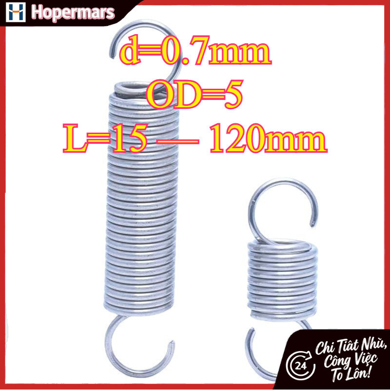 Lò xo căng thẳng inox 304 d = 0,7mm, OD5mm, L = 15 ~ 120mm lò xo căng thẳng có móc, áp dụng cho cửa 