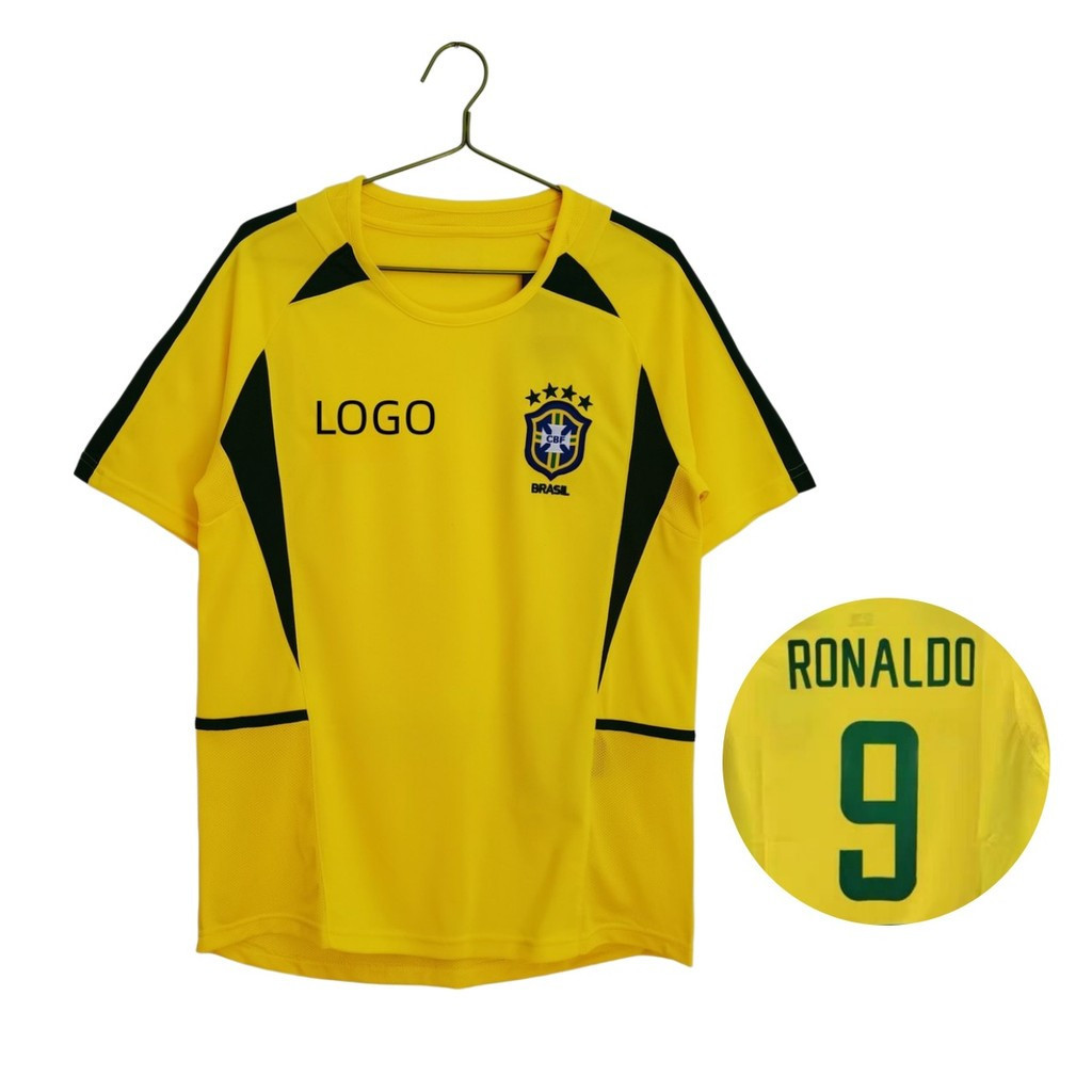 2002 Brazil Home Retro Edition Áo bóng đá nam tay ngắn #9 RONALDO