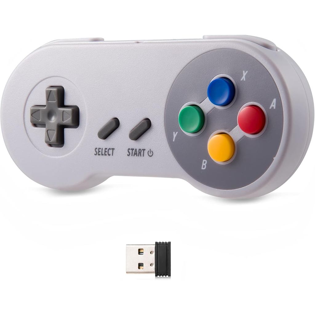 KIWITATA Retro SNES Bộ Điều Khiển USB, Bộ Điều Khiển Từ Xa SNES Không Dây Sạc 2.4G Cho Windows 11 / 