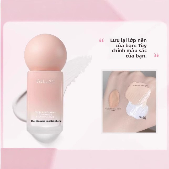 Gellas Pure White Liquid Foundation Blending Liquid cos Chuyên dụng Foundation Dark Skin Tone Bright