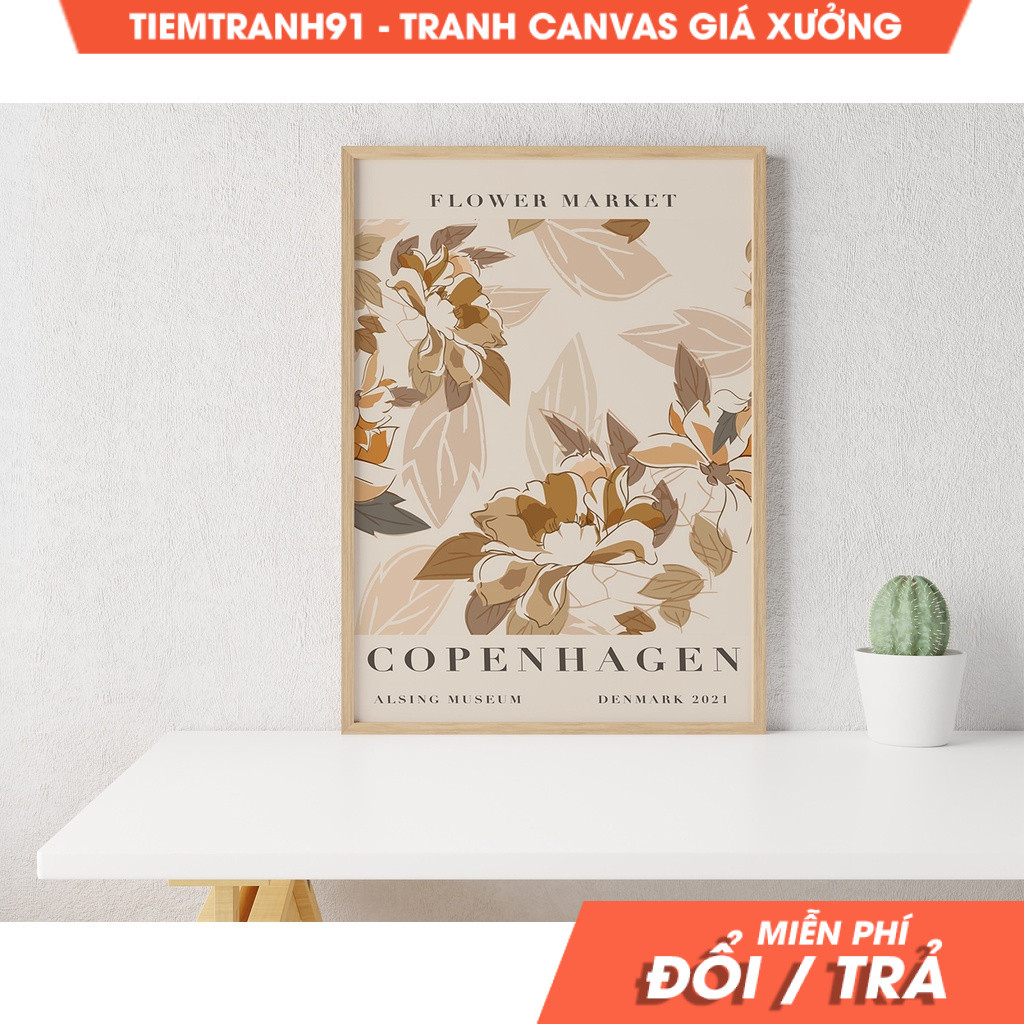 Tranh treo tường, Denmark Pastel Decor, Denmark Poster, Flower Market, Copenhagen Wall Art, Copenhag