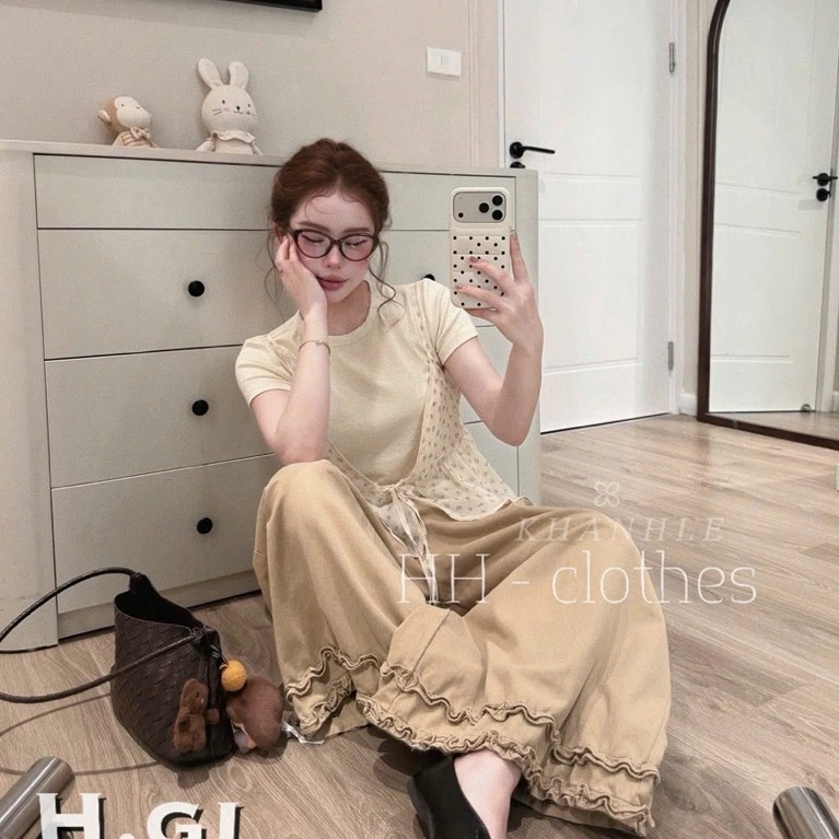 [MiChou Boutique] Set yếm hoa 3 món khanhle