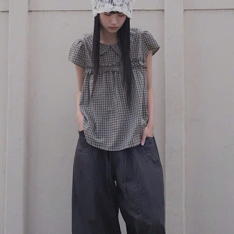 [Pre oder] 𝐑𝐨𝐲𝐞𝐞 𝐜𝐥𝐨𝐬𝐞𝐭 | 139 ÁO THÔ KẺ CARO CỔ SEN F18 CHUẨN QCCC L1 FOMR BABYDOLL