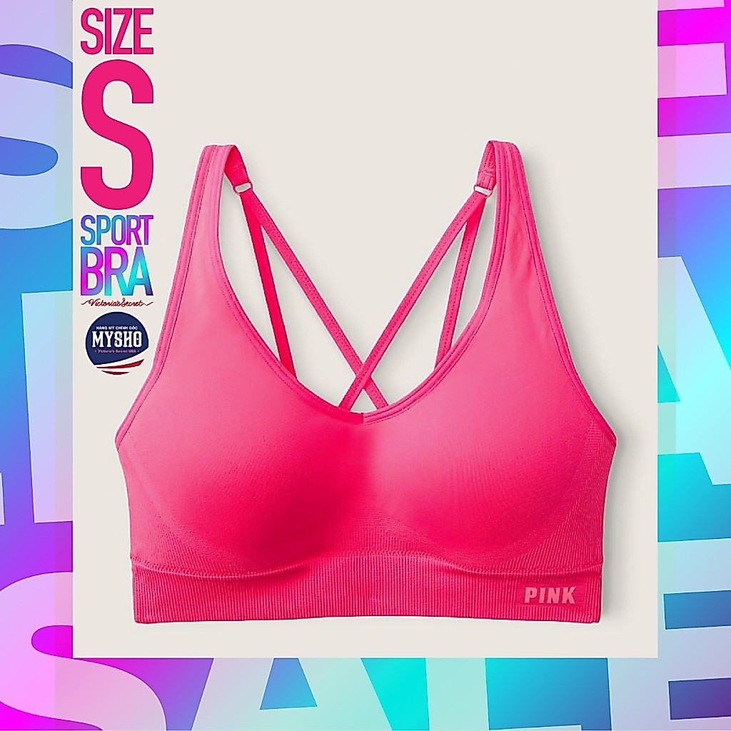 [Size S - 82] Áo tập/ Áo lót thể thao Pink Active Seamless Air Medium, Mút Đệm - Capri Pink