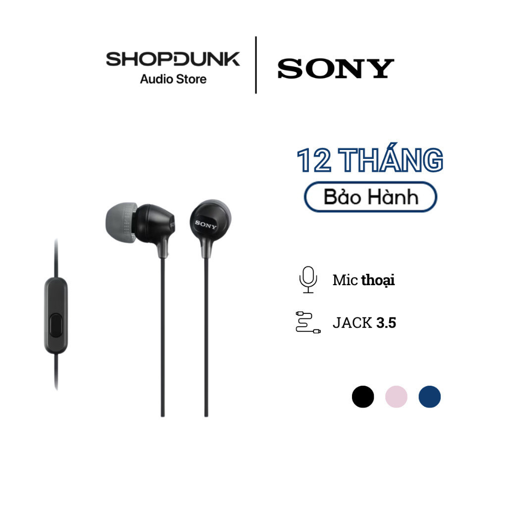 Tai nghe có dây in-ear Sony MDR-EX15AP màng loa 9mm cho âm thanh động, có micro đàm thoại, jack cắm | BigBuy360 - bigbuy360.vn