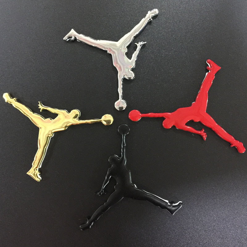 Air Jordan Jordan AJ Logo 3d Ba Chiều Kim Loại Mặt Logo Màu Đen Air Jordan Nhãn Dán Xe Hơi Trang Trí