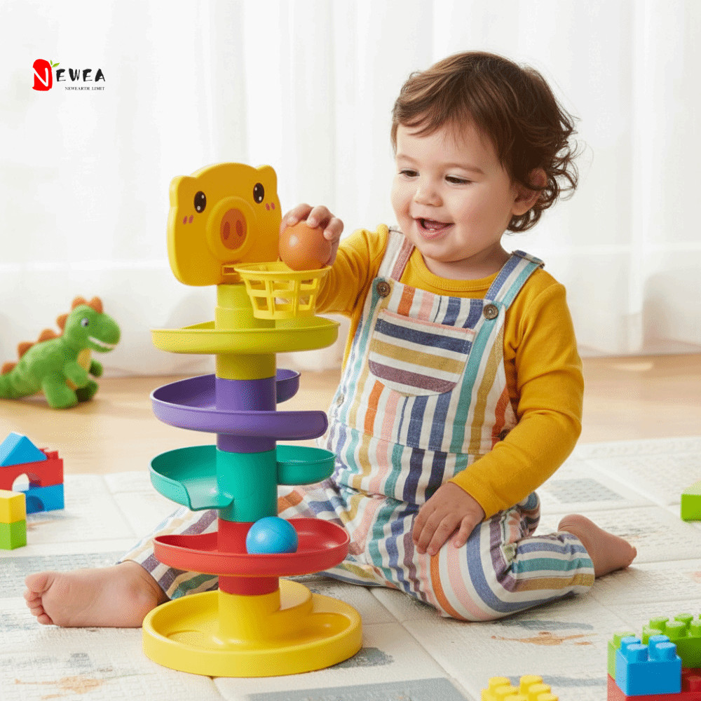 NEWEARTH LIMIT Đồ chơi Montessori, Track Rolling Children Gits Rolling Ball Tower, Đồ chơi giáo dục 