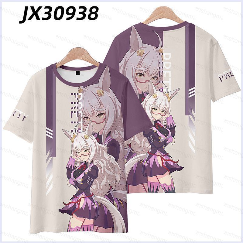 PS2 Uma Musume Khá Derby Biwa Hayahide Cosplay Vải 3D Mùa Hè Áo Thun Anime Tay Ngắn Top SP2