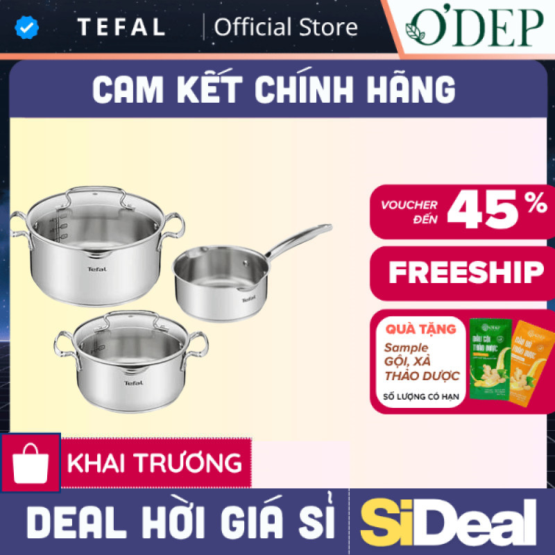 Bộ 3 nồi inox đáy từ cao cấp Tefal Duetto Plus 16/20/24 (G719S674/ G719S655) - Bảo Hành 24 Tháng - S