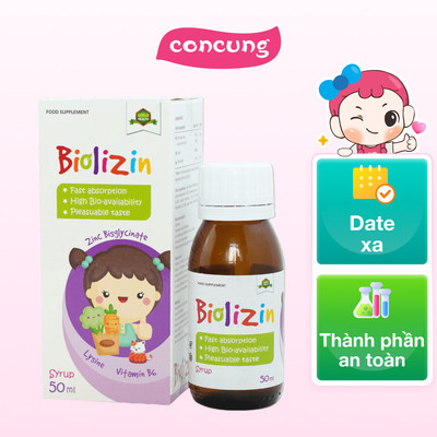 Combo 2 Biolizin Kẽm Hữu Cơ Lysine B6 Giúp Bé Ăn Ngon Tăng Đề Kháng Bổ Sung Kẽm Chai 50ml - concung