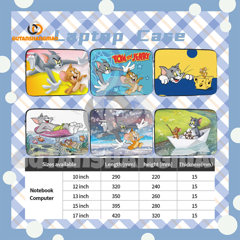 Ốp lưng máy tính xách tay cầm tay chống sốc Tom And Jerry 10-17 INCH