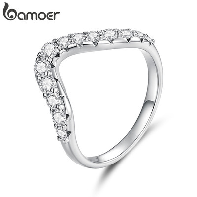 Bamoer Ring Wave Design Quà tặng trang sức thời trang cho nữ