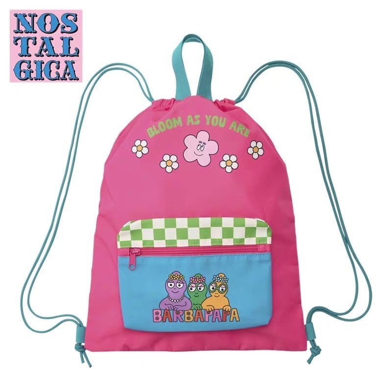Nhật Bản PLAZA PLAZA Papa Ba lô nhẹ Túi dây rút công dụng kép Túi xách màu hồng hoa dễ thương