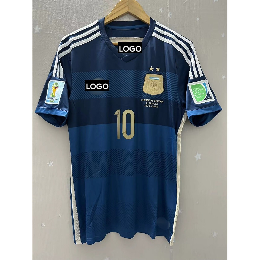 2014 Argentina Chất Lượng Hàng Đầu Sân Khách Retro Áo Bóng Đá Tùy Chỉnh Áo Bóng Đá