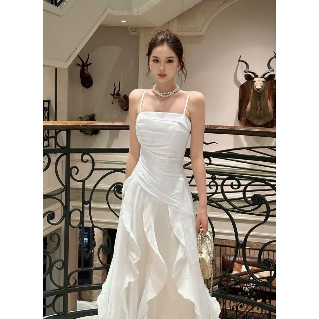 LEE.RIN BOUTIQUE DP15 ĐẦM PHI 2 DÂY BÈO TUA RUA
