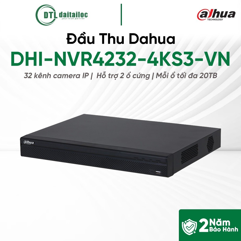 Đầu thu IP 32 kênh DAHUA DHI-NVR4232-4KS3-VN - 2 ổ cứng | Chính Hãng | Bảo Hành 2 Năm