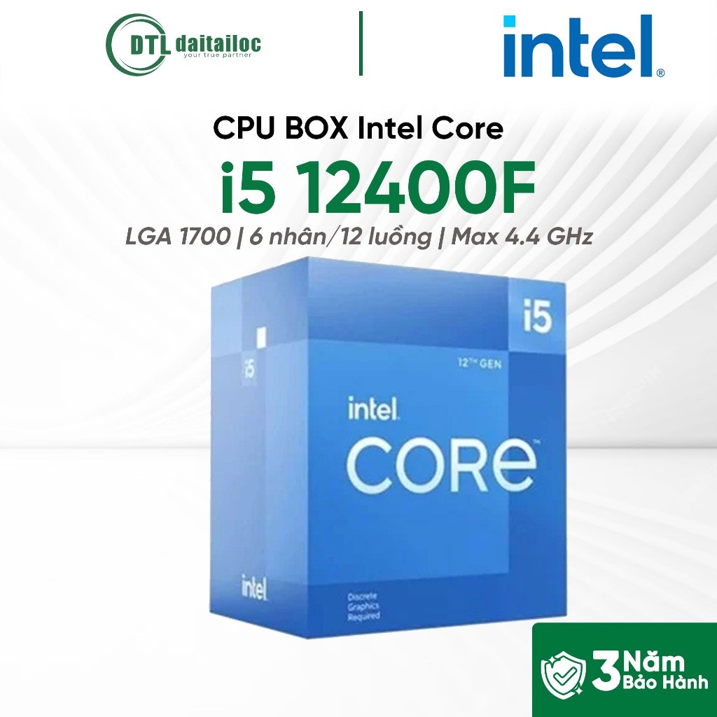 CPU BOX  INTEL CORE I5 12400F 6 NHÂN 12 LUỒNG 4.4GHz 18MB CACHE | CHÍNH HÃNG | BẢO HÀNH 36 THÁNG