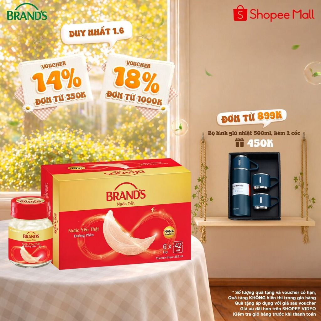 Nước yến thật BRAND'S Đường Phèn (42 ml x 6 lọ)