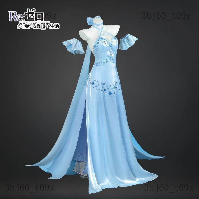 Trang phục cosplay Aemilia cos Quần Áo Váy Pha Lê Băng Giá Emilia Rem cosplay Váy dài màu xanh
