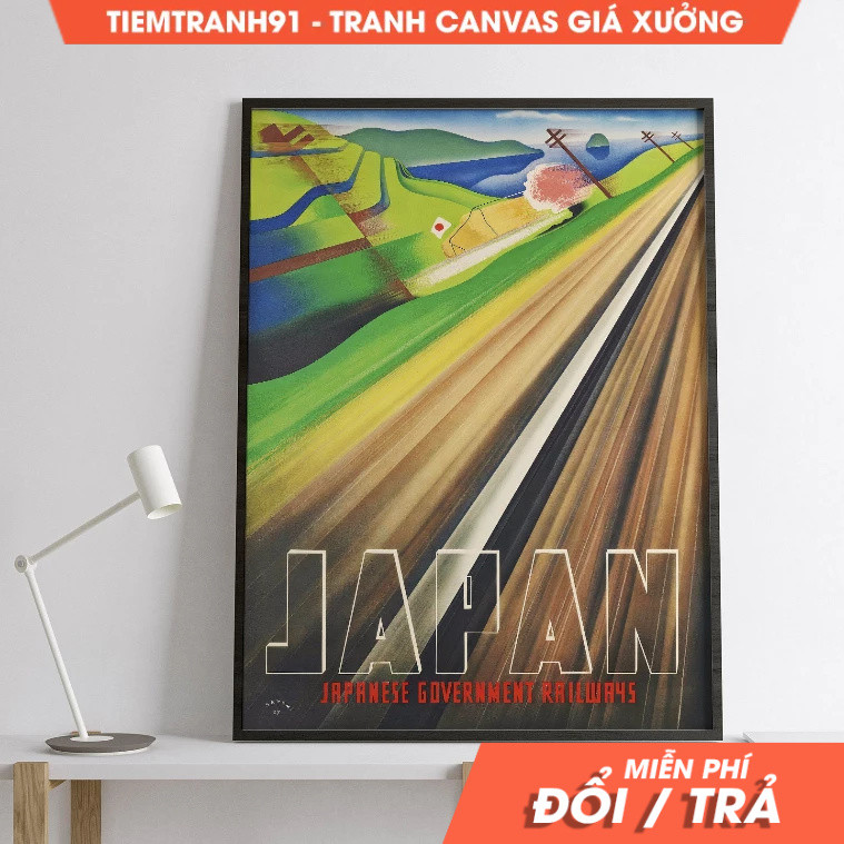 Tranh treo tường, Discover Japan's History Vintage Travel Poster, tặng kèm đinh treo, nhận in theo y