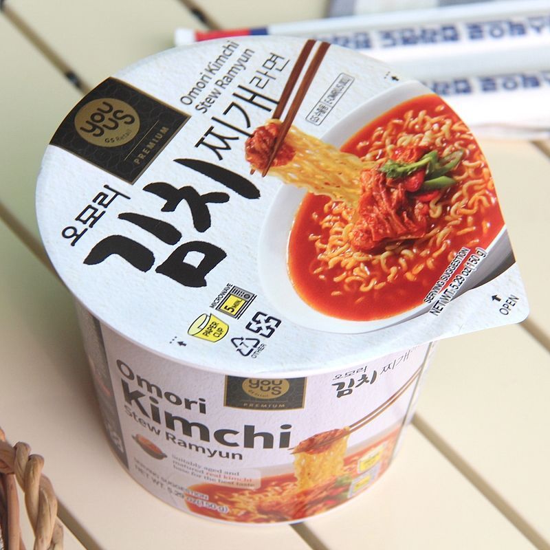 Hàn Quốc Nhập Khẩu GS25 OMORI OMORI Classic Kimchi Ramen Vị Bắp Cải Cay Mì Ăn Liền Mì Ăn Liền Bát Mì