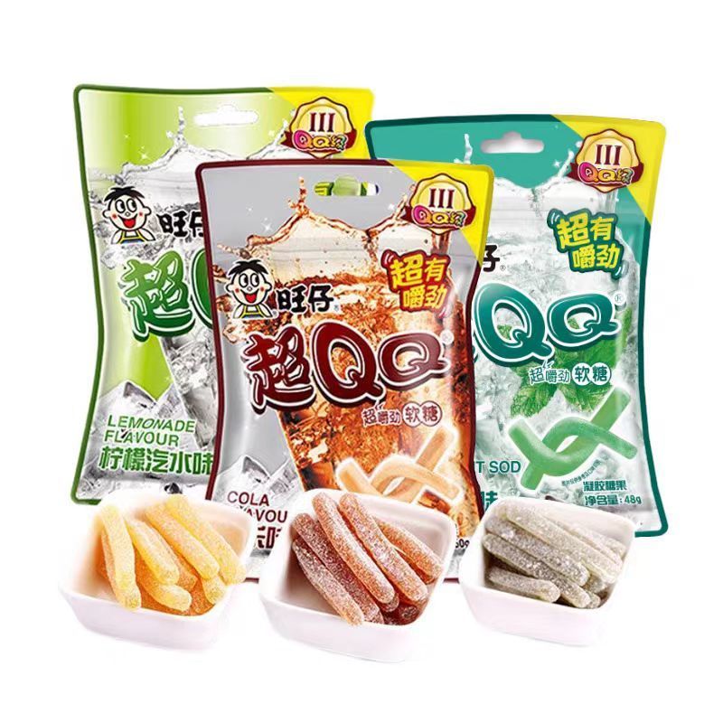 Ngày Mới Bán Buôn Wangzai Super QQ Super Chewy Gummy 48g Cola Lemon Soda Hương Khoai Tây Chiên Pháp 