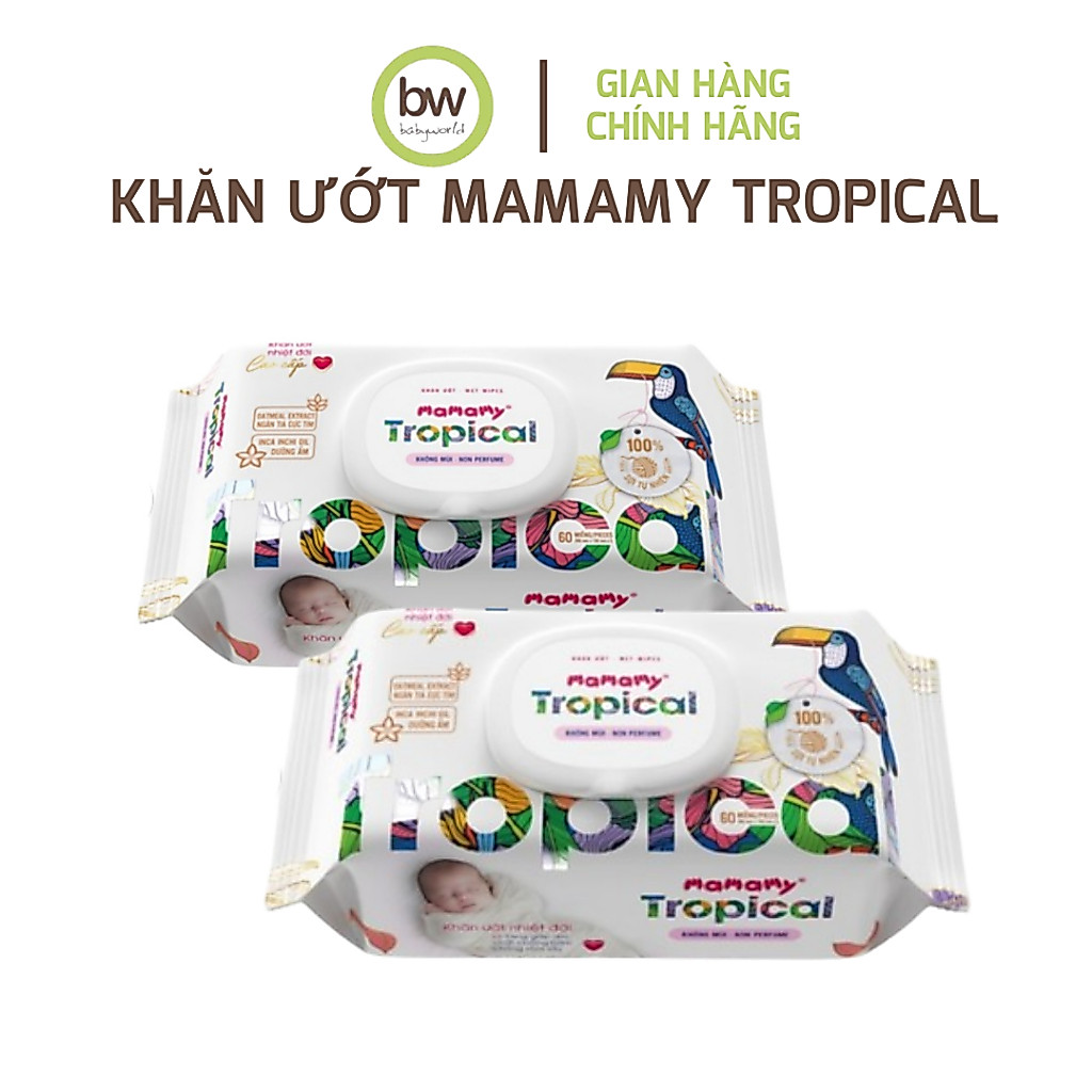 Khăn giấy ướt cho bé MAMAMY TROPICAL 90 tờ Babyworlds