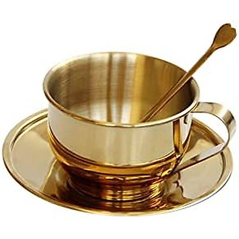 Muloo Stainless Steel Coffee Cups Set Double-Deck Thermal Insulation Coffee Mug with Spoon and Sauce