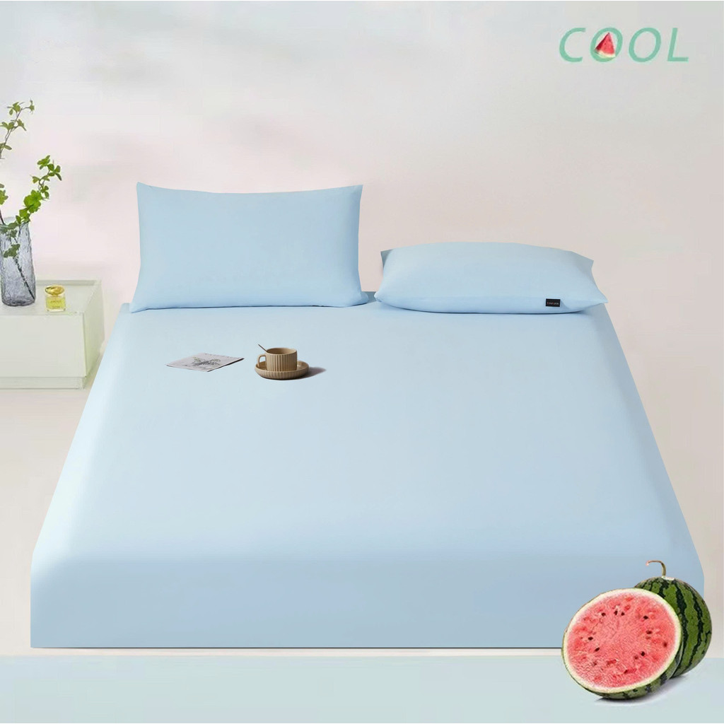 Bộ ga giường thun lạnh trơn Hàn Quốc 3 món vải thun co giãn 8Hours Bedding bộ 3 món gồm drap giường 