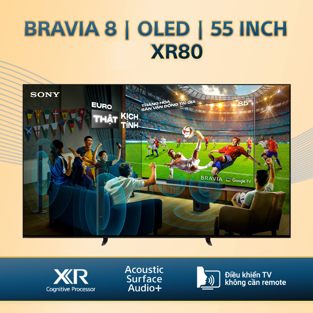 K-65XR80 | K-55XR80 - Google Tivi OLED Sony 4K XR80 (2024 ) BRAVIA 8 [Freeship HCM] {Miễn Phí Lắp TV