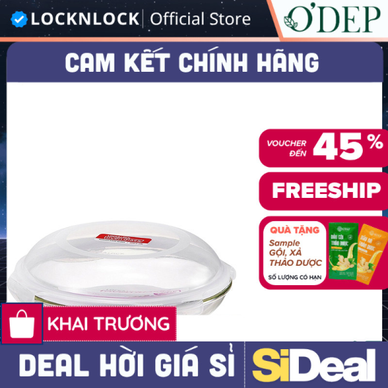 Hộp thủy tinh chịu nhiệt hình tròn Chính hãng LocknLock Glass food container round 530ml LLG883 - SI