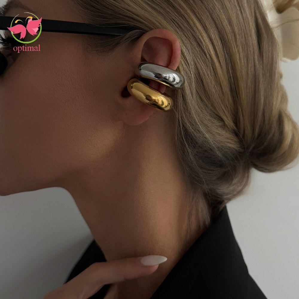 optimal limit OPTIMAL LIMIT C Shape Ear Cuff, Kẹp tai hình chữ C bằng kim loại bằng thép không gỉ, H