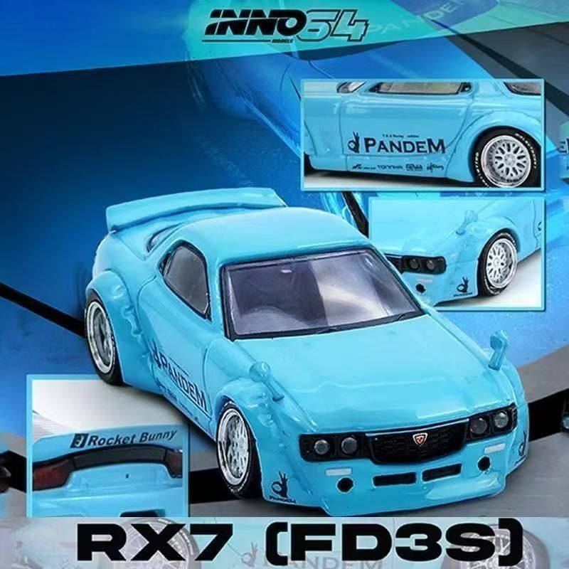 INNO 1/64 Mazda Pandem RX7 FD3S Hợp Kim Xanh Diecast Xe Mô Hình Đồ Chơi Quà Tặng Sinh Nhật