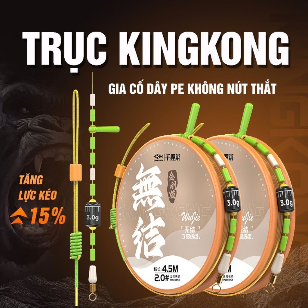 Trục câu đài buộc sẵn KingKong gia cố PE không nút thắt  docaugiatot99