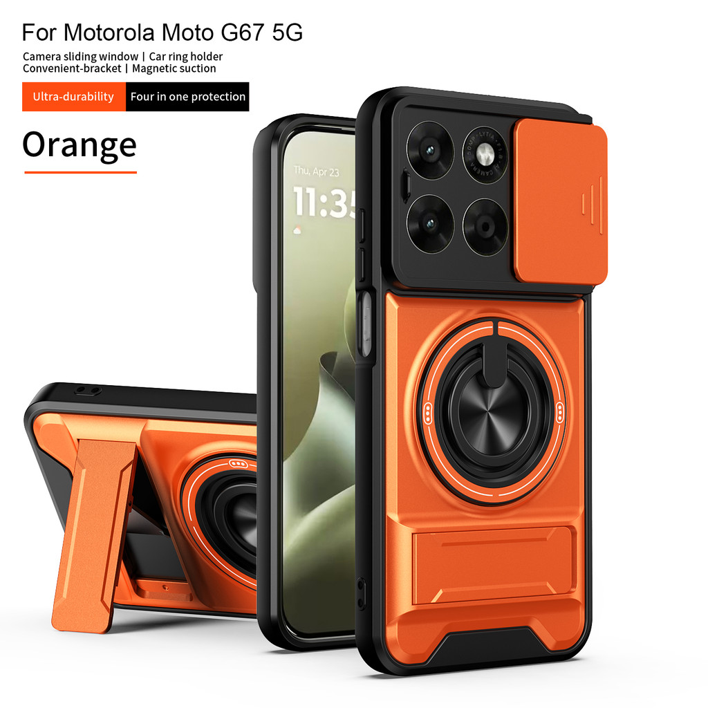 Dành Cho Motorola G75 Ốp Lưng Moto G67 Bao Moto G77 G75 Ốp Điện Thoại Magsafe Từ Gấp Giá Đỡ Giáp Quâ
