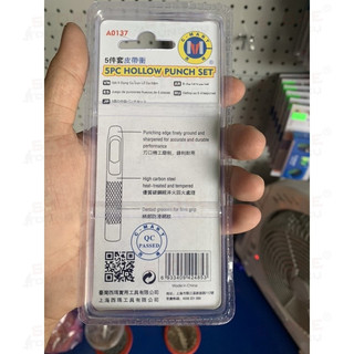 Bộ đục lỗ chuyên dụng C-MART A0137 5 cây đục lỗ tròn trên da, đột lỗ thắt lưng, vải, ron cao su đột lỗ gioăng cao su