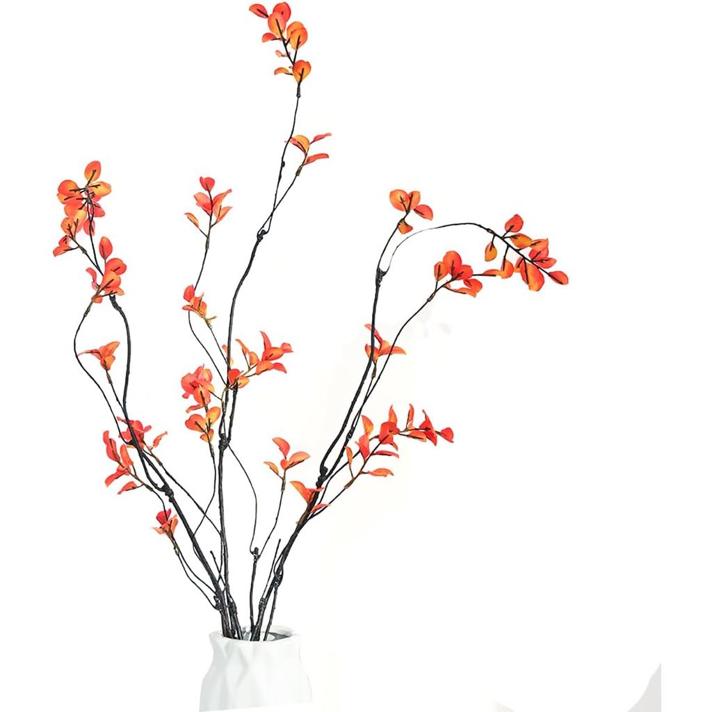 3 nhánh Ficus nhân tạo Cây xanh cho bình hoa, Thân cây bạch đàn giả lụa Ficus cho gia đình, văn phòn