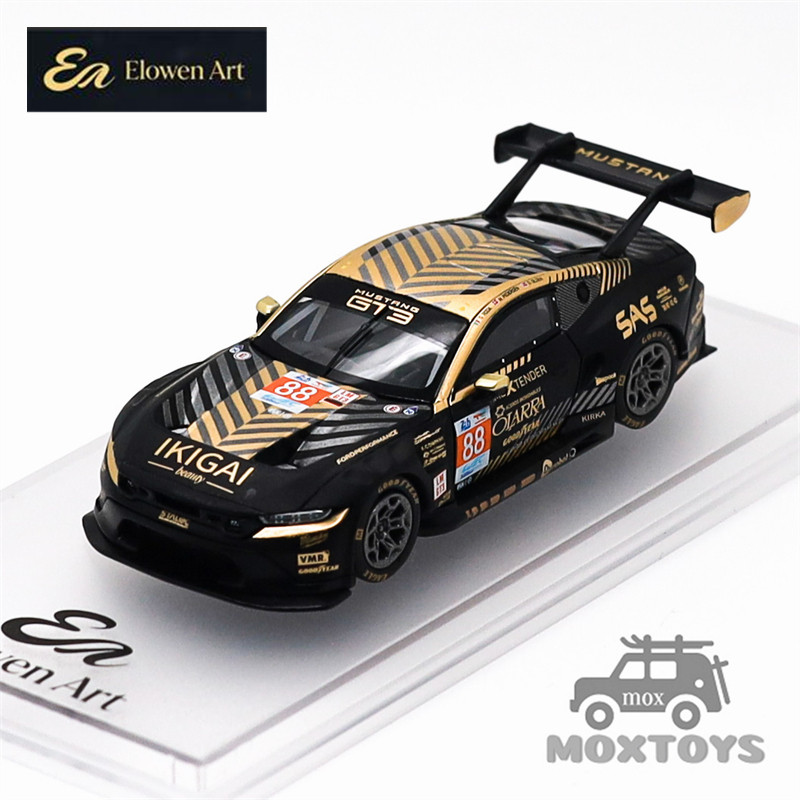 Elowen Art 1: 64 Mustang GT3 LeMans 24h No.88 Xe mô hình đúc màu đen thứ 3