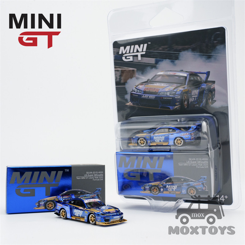 MINI GT 1: 64 LB-Super Silhouette S15 SILVIA #555 Team MINI GT Liberty Walk 2025 Formula Drift Dieca