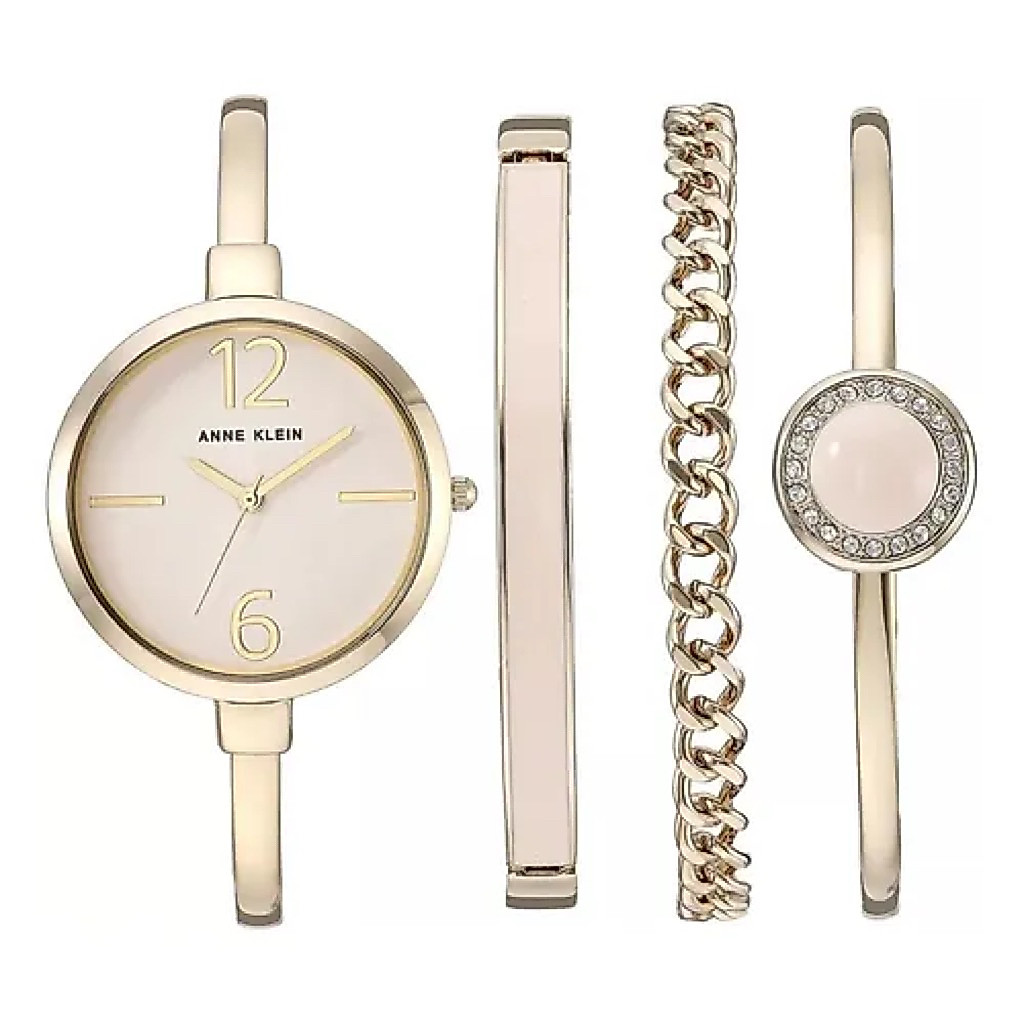 Set Đồng Hồ Anne Klein Hồng Size 32mm Chống Nước 30m