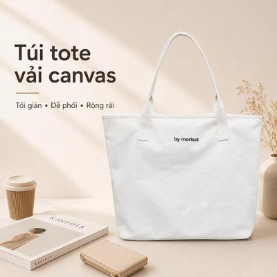 Túi tote canvas, Túi xách nữ, vải dày dặn, thiết kế tối giản,sức chứa rộng, quai chắc chắn, dễ phối đồ
