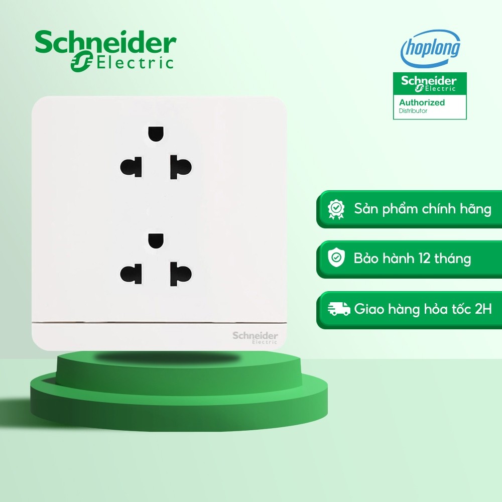 Bộ ổ cắm đôi 3 chấu E83426UES2_WE_G19 16A màu trắng dòng AvatarON Schneider