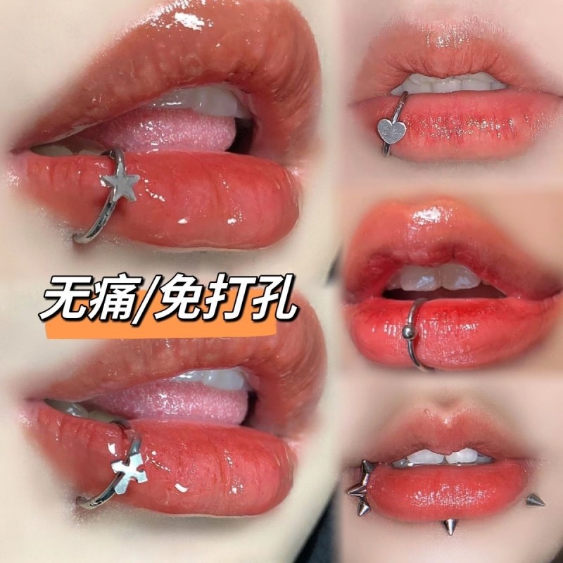 [Nhẫn môi không đục lỗ Hot Girl Must-Have] Vòng môi giả không đục lỗ Tình yêu giả Vòng môi giả không