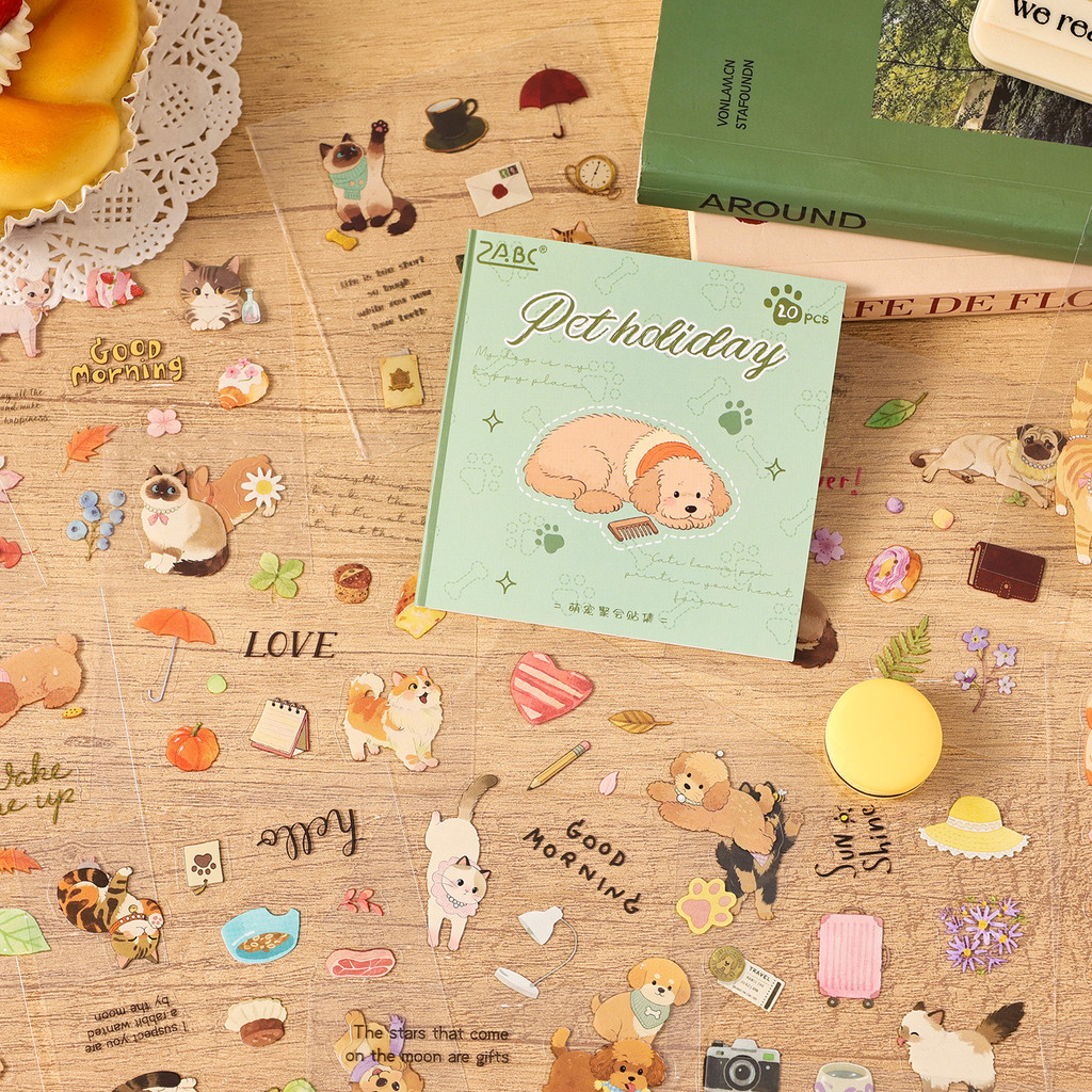 20 Cái / Sách Hoạt Hình Dễ Thương PET Miếng Dán Sách Học Sinh DIY Dán PET Chống Thấm Nước Notebook D