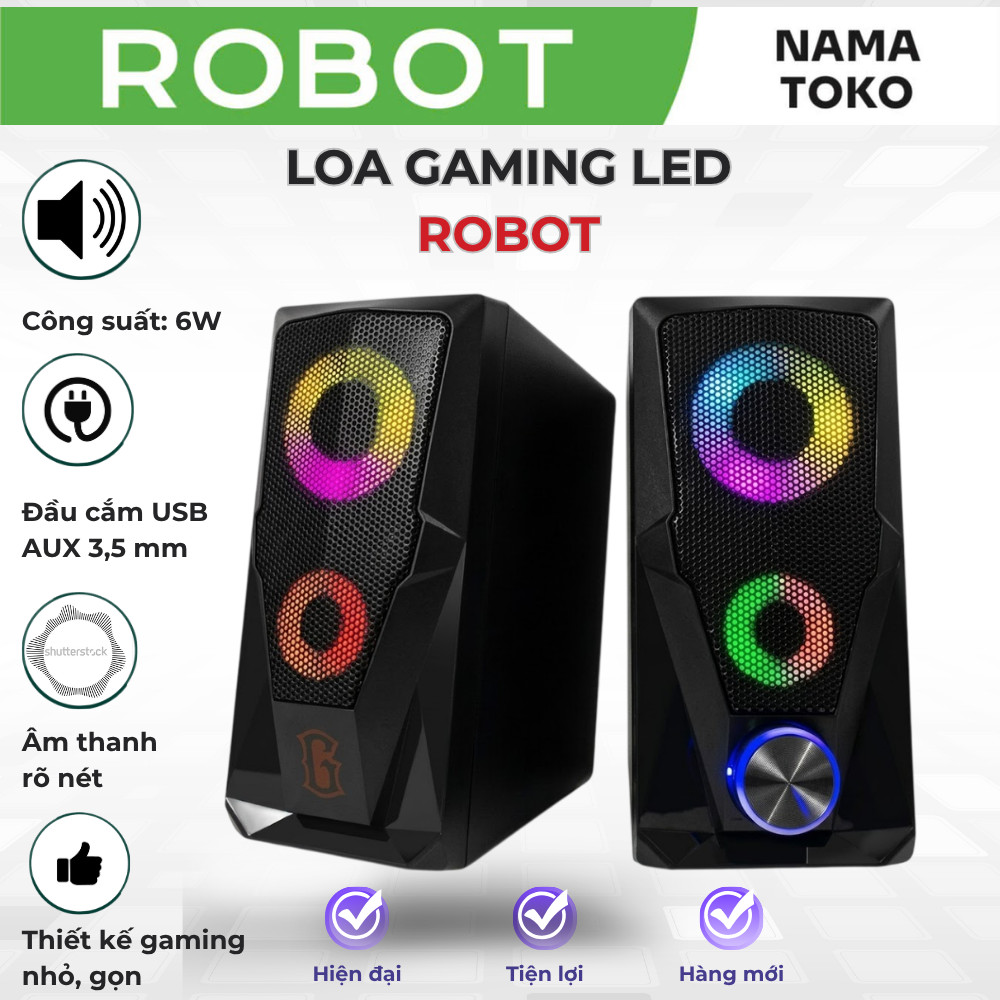 Loa gaming Led RGB cổng kết nối 3.5mm ROBOT RS200 Đen