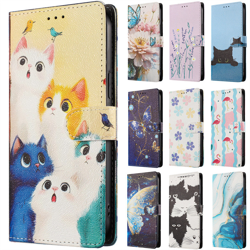 Dành Cho Motorola Moto G73 5G Flip Case Cho Moto G53 G53J G53Y 5G G23 G13 4G Ốp điện thoại Mèo Dễ Th