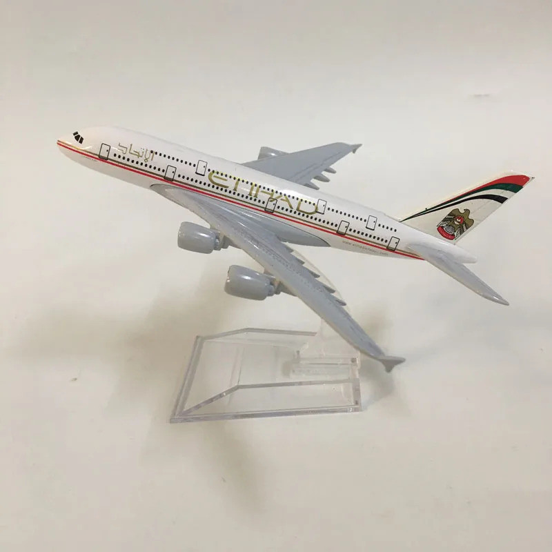 JASON TUTU 16cm Mô Hình Máy Bay Mô Hình Máy Bay Etihad A380 Mô Hình Máy Bay Diecast Kim Loại 1: 400 