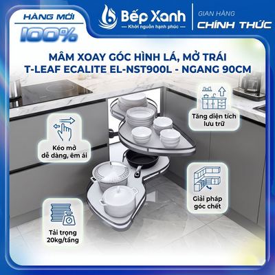 Mâm xoay góc hình lá, mở trái T-Leaf Ecalite EL-NST900L - Ngang 90cm